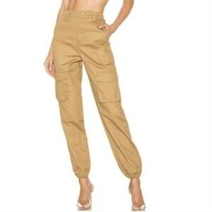 Lovers + Friends Khaki Scarlett Pants Cargo Jogger Pockets Tan Beige Size XS New